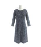 ワンピース ひざ丈 チェック柄 36S 紺 /AP