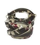 ディーゼル DIESEL トレーナーロック TRAINER ROCK ハンドバッグ ショルダーバック 2way 総柄 バラ柄 キャンバス グレー ピンク /YT