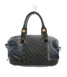 ディーゼル DIESEL デニムハンドバッグ ショルダーバック 2way レザー デニム 紺 ネイビー 黒 ブラック /YT
