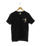 Tシャツ 3 黒 Vネック チェック柄 半袖 /JP