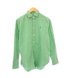 ポロ ラルフローレン POLO RALPH LAUREN カジュアルシャツ 長袖 レギュラーカラー ロゴ 刺繍 ワンポイント ワンカラー M 緑 グリーン /BB