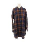 イエナ IENA シャツ 38 ブラウン ネイビー チェック柄 スタンドカラー 長袖 /JP