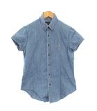 ラルフローレン RALPH LAUREN デニムシャツ ブラウス 半袖 ボタンダウン レギュラーカラー ロゴ 刺繍 ワンポイント 11 青 ブルー /BB
