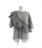 フリークスストア FREAKS STORE カットソー フリル チュール 半袖 F グレー /AP