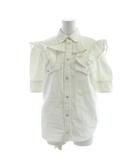 ザディグ エ ヴォルテール ZADIG & VOLTAIRE デニムシャツ XS 白 ホワイト 半袖 フリル /AP