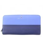 ケイトスペード KATE SPADE 長財布 ロングウォレット ラウンドファスナー レザー ロゴ バイカラー 青 ブルー 紺 ネイビー /BB