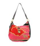 レオナール LEONARD ワンショルダーバッグ レザー 切替 ピンク 赤 レッド 黒 ブラック /BB