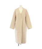 イエナ IENA MANTECO ノーカラーコート アウター ロング丈 Vネック ワンカラー 無地 ウール 34 ベージュ 19020900588030 /BB