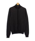 ウール ドラバーズ ニットカーディガン ジップアップ 長袖 総柄 46 黒 L51078-29 /TK