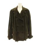 レリアン Leilian ダブルブレスコート Pコート ピーコート 9 カーキ 絹 シルク混 ベロア /HN
