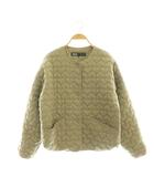 ザラ ZARA キルティングジャケット ノーカラージャケット S カーキ /DF