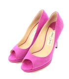 ジミーチュウ JIMMY CHOO パンプス オープントゥ アーモンドトゥ ハイヒール スエード ワンカラー プラットフォーム 36.5 ピンク /BB