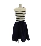 トゥービーバイアニエスベー To b. by agnes b. ワンピース F 白 ネイビー ノースリーブ ストライプ柄 ニット切替 /JP