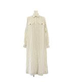 マルティニーク martinique シャツワンピース 長袖 ロング ストライプ 白 /KH