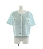 24SS アンサンブルニット カーディガン 半袖 リブ ノースリーブ 2 水色 ライトブルー 24255301 /AN18