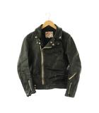 アディクトクローズ ADDICT CLOTHES カウレザー ダブル ライダースジャケット ジップアップ 34 黒 ブラック /NR