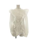 ダブルスタンダードクロージング ダブスタ DOUBLE STANDARD CLOTHING シャツ ブラウス 38 白 長袖 フリル バンドカラー /JP