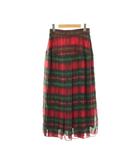 ダブルスタンダードクロージング ダブスタ DOUBLE STANDARD CLOTHING 0202-050-204 Shaggy Check Print Skirt プリーツスカート ロング 38 レッド マルチカラー /ES