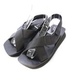 プラダ PRADA ストラップサンダル スクエアトゥ 厚底 レザー ワンカラー 36.5 黒 ブラック /BB