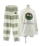 ジェラートピケオム GELATO PIQUE HOMME SESAME STREET オスカー ジャガードプルオーバー&ロングパンツセット ルームウェア パジャマ 長袖 M 白 ホワイト 緑 グリーン PMNT235932 /KU