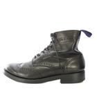 アタッチメント ATTACHMENT ウイングチップ レースアップ ショートブーツ ラウンドトゥ ローヒール レザー ワンカラー 41 黒 ブラック /BB