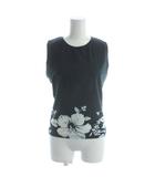 セリーヌ CELINE タンクトップ L 紺 ネイビー 花柄 ノースリーブ ラウンドネック /AP