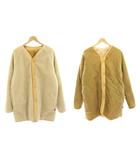 アルファ ALPHA ボアコート キルティングコート リバーシブル 上着 S ベージュ アイボリー ロング /HN