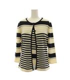 アンサンブルニット ボーダー 七分袖 カーディガン ノースリーブ カットソー ウール M アイボリー 紺 ネイビー 962-57301 962-57302 /YM