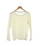 カットソー M 白 長袖 ラウンドネック ロゴ刺繍 /JP