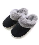 アグ オーストラリア UGG australia スリッポン ムートン 厚底 スエード バイカラー US5 22cm 黒 ブラック グレー /BB