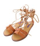 ラルフローレン RALPH LAUREN ストラップサンダル ラウンドトゥ ローヒール レザー ワンカラー 37 茶 ブラウン /BB