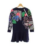 ケンゾー KENZO ワンピース クルーネック ひざ丈 総柄 長袖 12A/152 紺 /TK