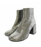 エムエムシックス メゾンマルジェラ MM6 Maison Margiela マルタンマルジェラ サイドジップブーツ ショートブーツ ラウンドトゥ チャンキーヒール レザー 36 メタリックグレー /YT