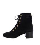 シャネル CHANEL レースアップブーツ ショートブーツ スエード ココマーク 38C 黒 G35174 /KH