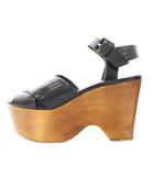 セリーヌ CELINE ストラップサンダル アンクル ラウンドトゥ 厚底 レザー 38 黒 ブラック /BB