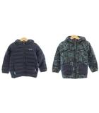 パタゴニア Patagonia 子ども服 ダウンジャケット リバーシブル 4T 紺 ネイビー フード付き ジップアップ 総柄 /HN
