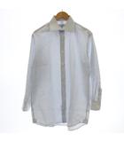 シャツ ストライプ柄 ワイシャツ 長袖 S 白 水色 /☆G