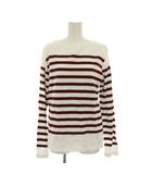 イエナ IENA 22AW SUVIN COTTON ボーダーコンパクトプルオーバー Tシャツ カットソー 長袖 F 白 ホワイト エンジ色 22070900506030 /YM