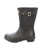 ハンター HUNTER 長靴 レインブーツ ショート ローヒール ワンカラー ロゴ UK5 黒 ブラック /BB