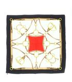 セリーヌ CELINE スカーフ シルク 総柄 黒 白 赤 レッド /RI ■OS ■OH