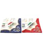 セリーヌ CELINE スカーフ 2点セット 総柄 コットン 紺 ネイビー 赤 レッド /AN51 ■OH