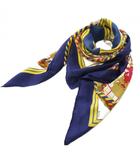 エルメス HERMES カレ90 GRANDE TENUE 馬の礼装 スカーフ 総柄 ロゴ 紺 ネイビー /BB ■OH