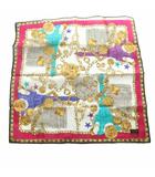 セリーヌ CELINE ハンカチ コットン 総柄 マルチカラー ピンク オフホワイト /SS ■OS ■OH