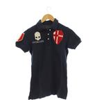 ハイドロゲン HYDROGEN ポロシャツ S ネイビー 半袖 スカル刺繍 シールドワッペン /JP