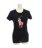 ラルフローレン RALPH LAUREN Tシャツ M 黒 ピンク ロゴプリント 半袖 ラウンドネック /JP