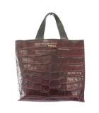 フルラ FURLA ハンドバッグ スクエア レザー バイカラー 型押し ボルドー 黒 ブラック /BB