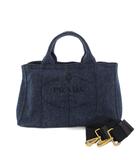 プラダ PRADA カナパ デニム ハンドバッグ トートバッグ ショルダーバッグ 2WAY 青 1BG642 /KH ■OH
