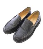 バーニーズニューヨーク BARNEYS NEW YORK ローファー レザー ローヒール タンクソール 型押し ワンカラー 37 黒 ブラック /BB