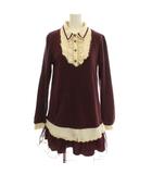 アクシーズファム axes femme ニットワンピース シャツ ひざ丈 長袖 M ワイン ボルドー /☆G