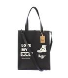 ドクターマーチン DR.MARTENS 2WAY トートバッグ ハンドバッグ ショルダーバッグ ロゴ イラスト レザー バイカラー 黒 ブラック 白 ホワイト タグ付き AD093001 /BB